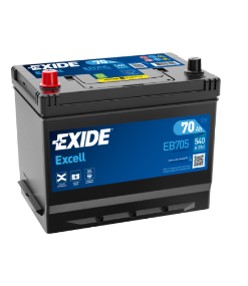 12 VOLT 70 AH 540 EN Excell Japon Serisi Tam Kapalı Ters Kutup Tırnaklı D26 270 mm X 173 mm X 222 mm JAPON - KORE MODEL ARAÇLAR