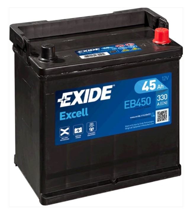 12 VOLT 45 AH 330 EN Excell Japon Serisi Tam Kapalı Düz Kutup Ön Tırnaklı E02 220 mm X 135 mm X 225 mm DAR JAPON - KORE MODEL ARAÇLAR