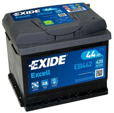 12 VOLT 44 AH 420 EN Excell Serisi Tam Kapalı Düz Kutup LB1 207 mm X 175 mm X 175 mm  AVRUPA MODEL ARAÇLAR