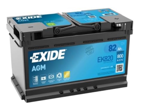 12 VOLT 82 Ah 800 EN START & STOP AGM Düz Kutup L4 315 mm X 175 mm X 190 mm AGM-RADIAL AVRUPA MODEL ARAÇLAR