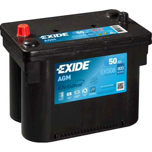 12 VOLT 50 AH 800 EN  ORBİTAL  AGM  Ters Kutup G34 260 mm X 173 mm X 206 mm  ORBİTAL  START AGM - JAPON - KORE - MODEL ARAÇLAR