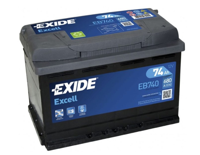 12 VOLT 74 AH 640 EN Excell Serisi Tam Kapalı Düz Kutup L3 278 mm X 175 mm X 190 mm AVRUPA MODEL ARAÇLAR